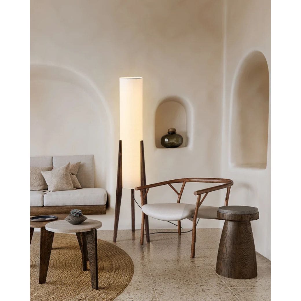 Lampadaire d'Angle Rétro en Bois Japonais