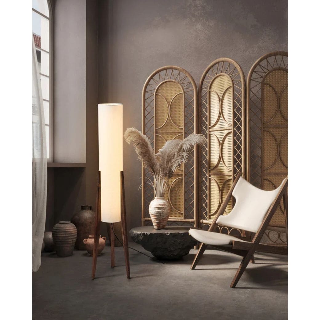 Lampadaire d'Angle Rétro en Bois Japonais