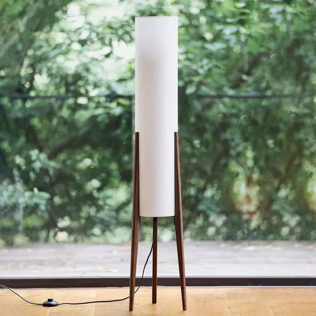 Lampadaire d'Angle Rétro en Bois Japonais