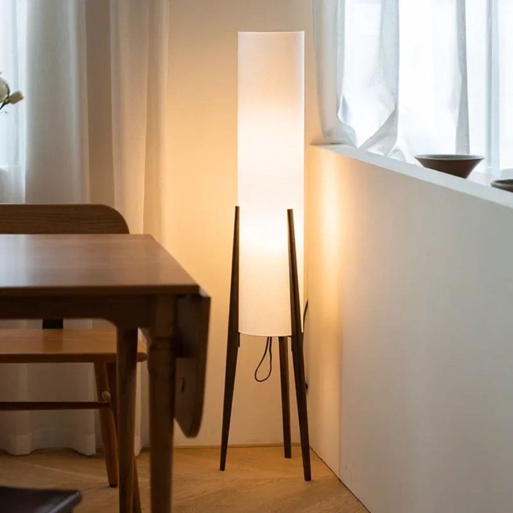 Lampadaire d'Angle Rétro en Bois Japonais