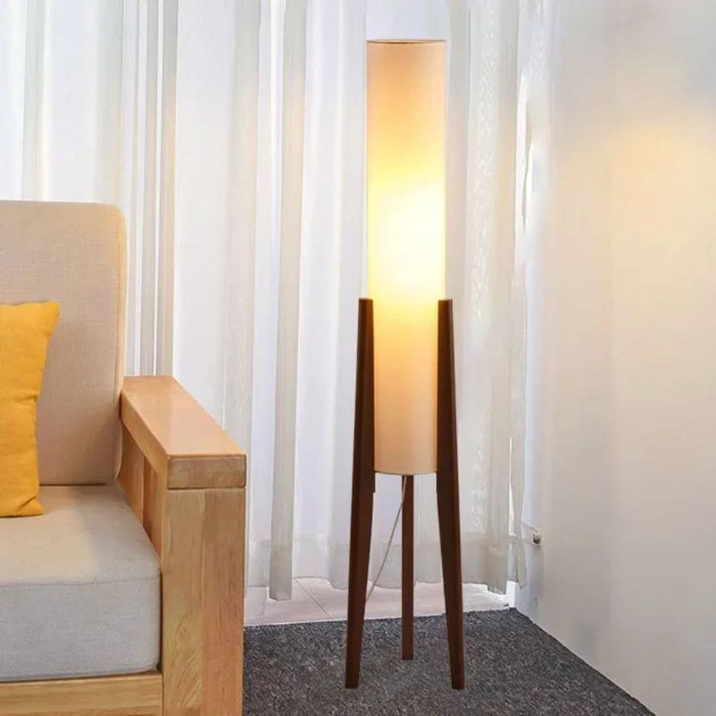 Lampadaire d'Angle Rétro en Bois Japonais
