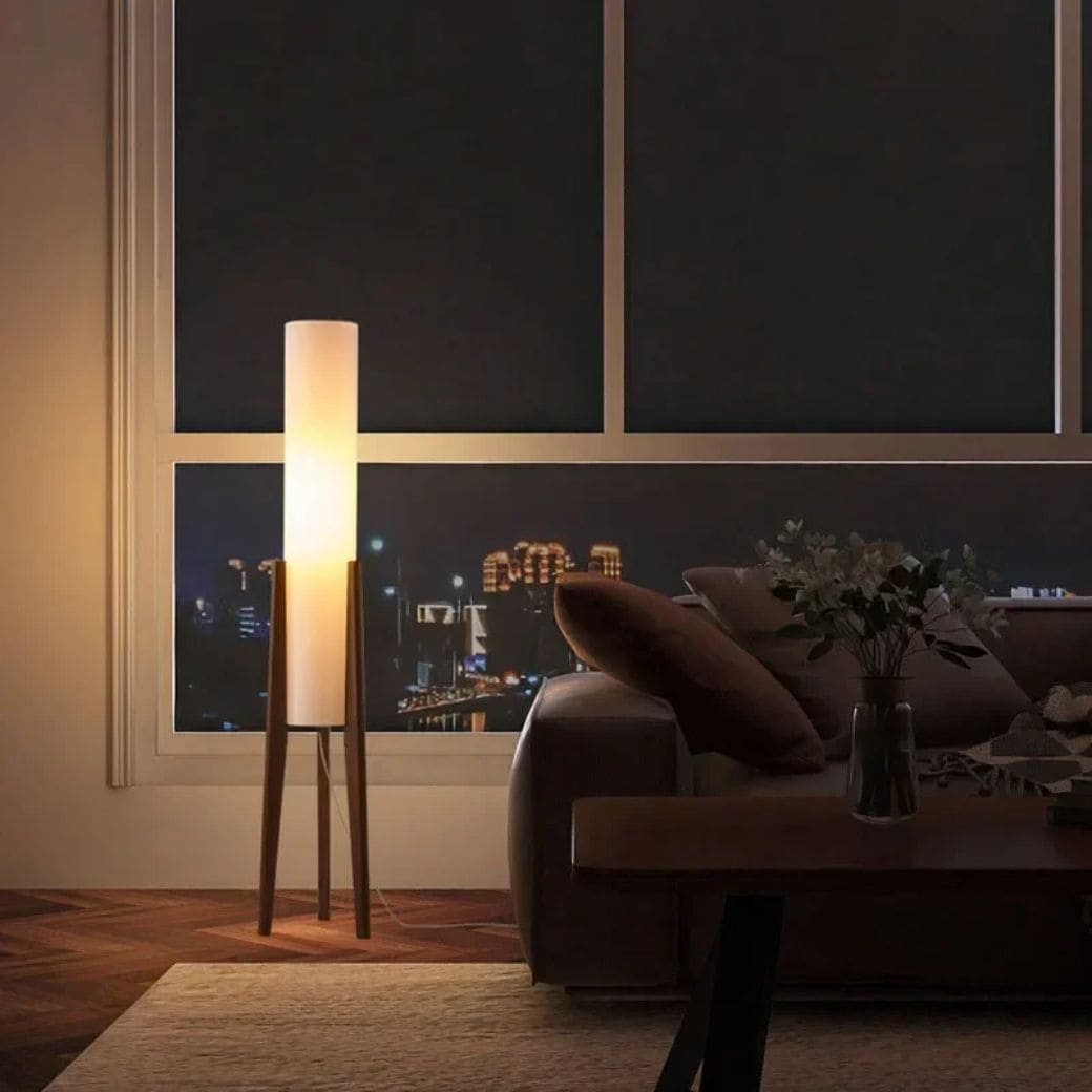 Lampadaire d'Angle Rétro en Bois Japonais