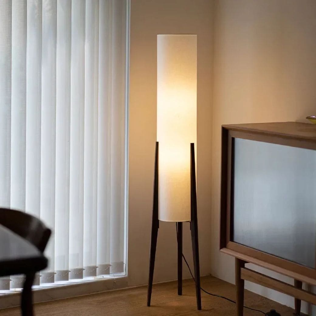 Lampadaire d'Angle Rétro en Bois Japonais