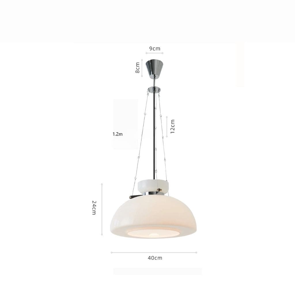 Lustre en Verre Blanc Lait de Style Bauhaus Médiéval