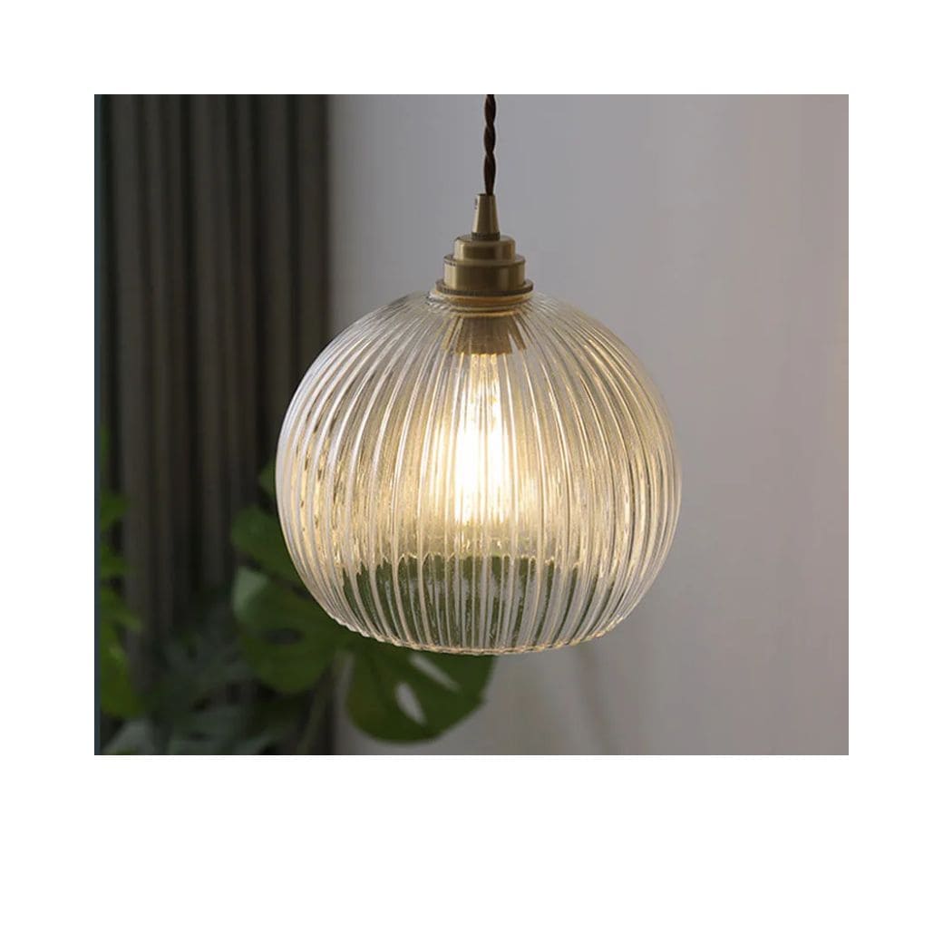 Suspension Luminaire  Rétro en Verre et Cuivre