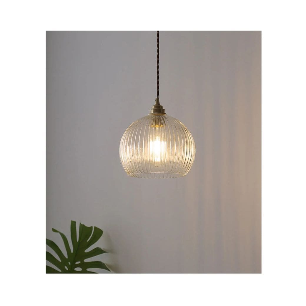 Suspension Luminaire  Rétro en Verre et Cuivre