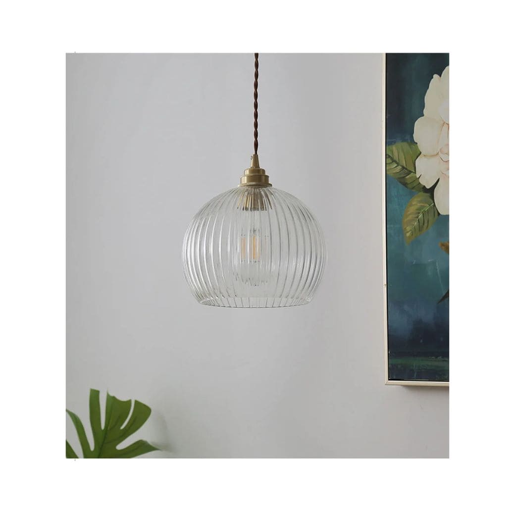 Suspension Luminaire  Rétro en Verre et Cuivre