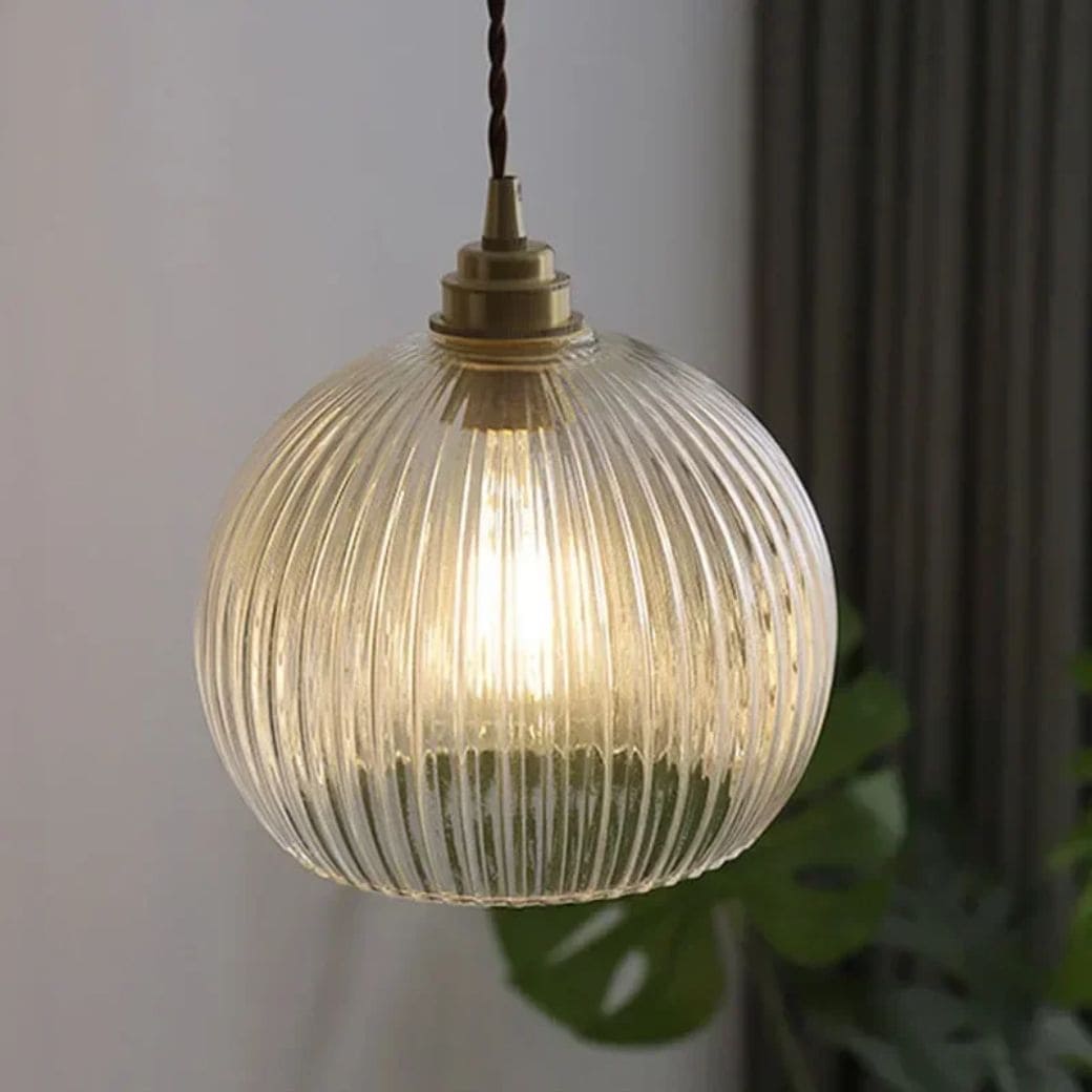 Suspension Luminaire  Rétro en Verre et Cuivre