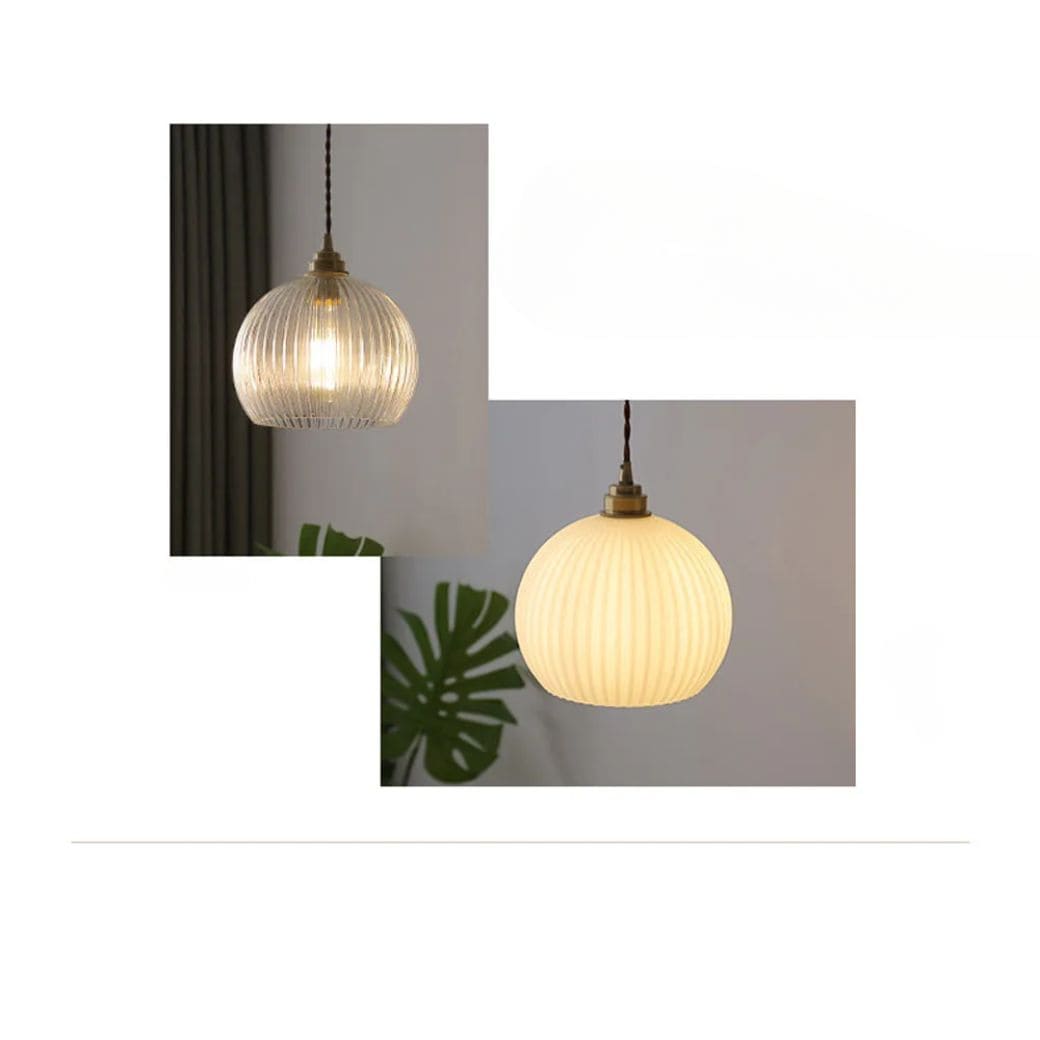 Suspension Luminaire  Rétro en Verre et Cuivre