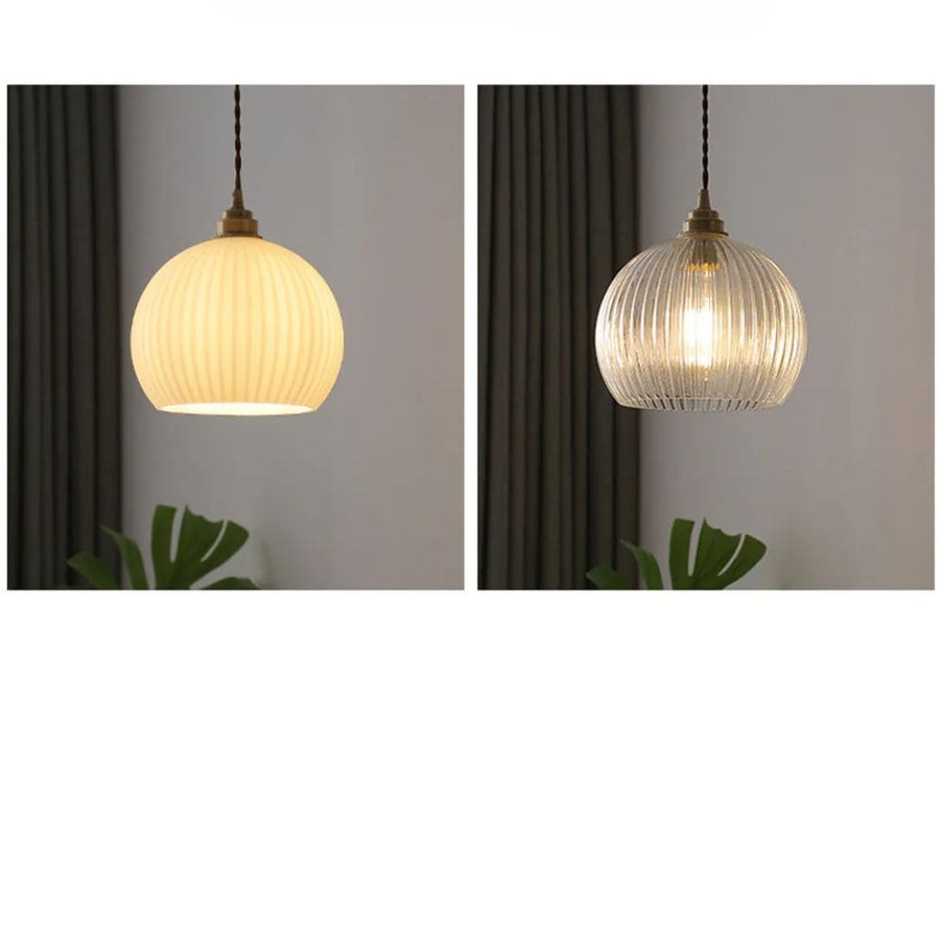 Suspension Luminaire  Rétro en Verre et Cuivre